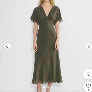 Aritzia Wilfred Deep Olive Midi Dress